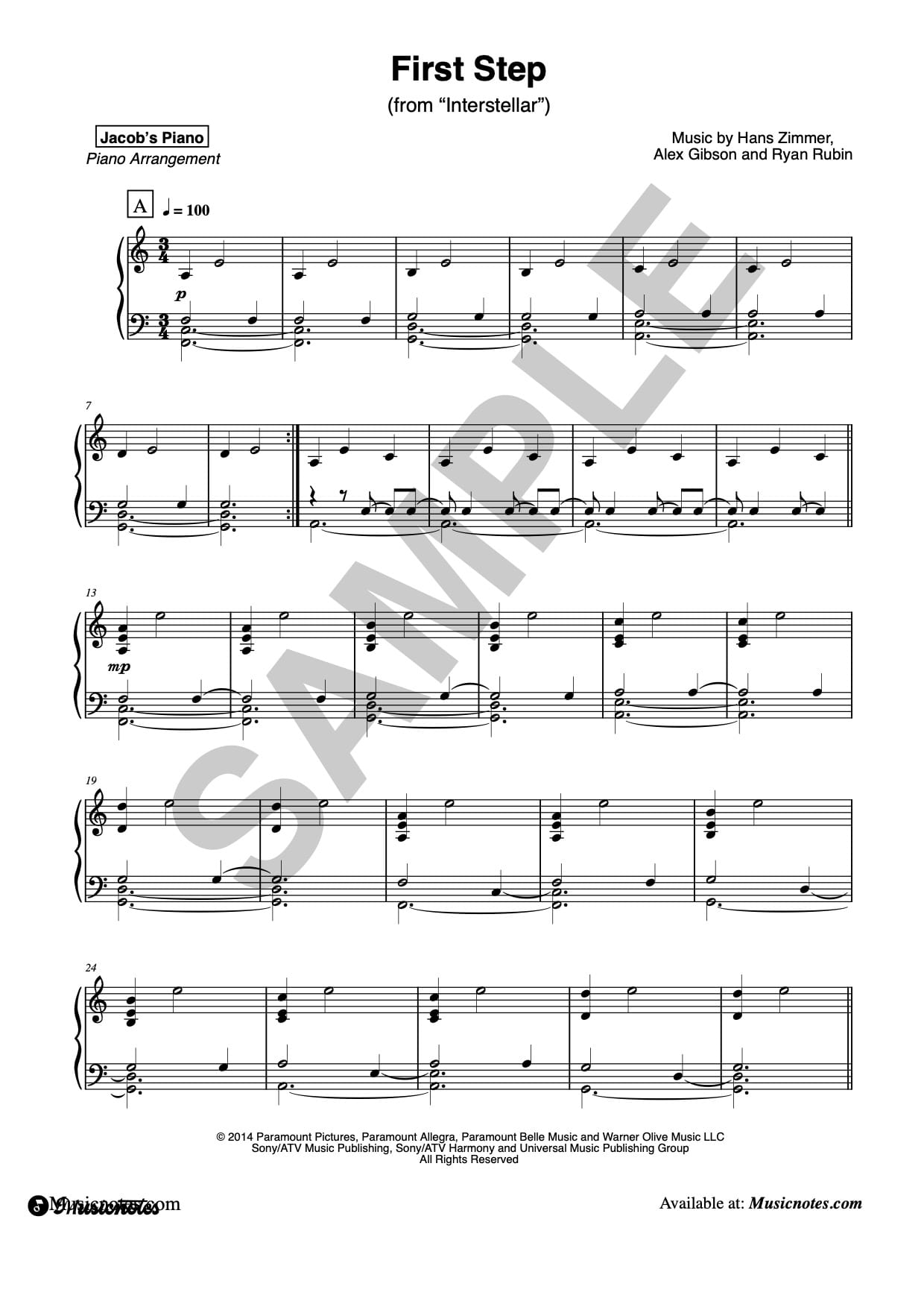 Interstellar Main Theme Sheet Music By Jacob s Piano