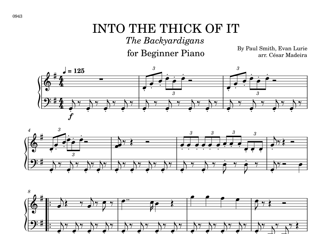 Into The Thick Of It arr C sar Madeira By Paul Smith Sheet Music For Easy Piano At Sheet Music Direct