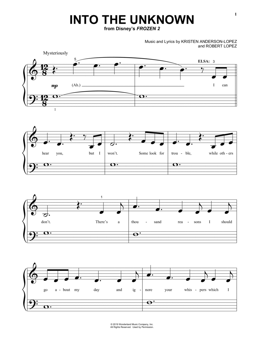 Into The Unknown from Disney s Frozen 2 Piano Solo Digital Sheet Music Sheet Music Plus