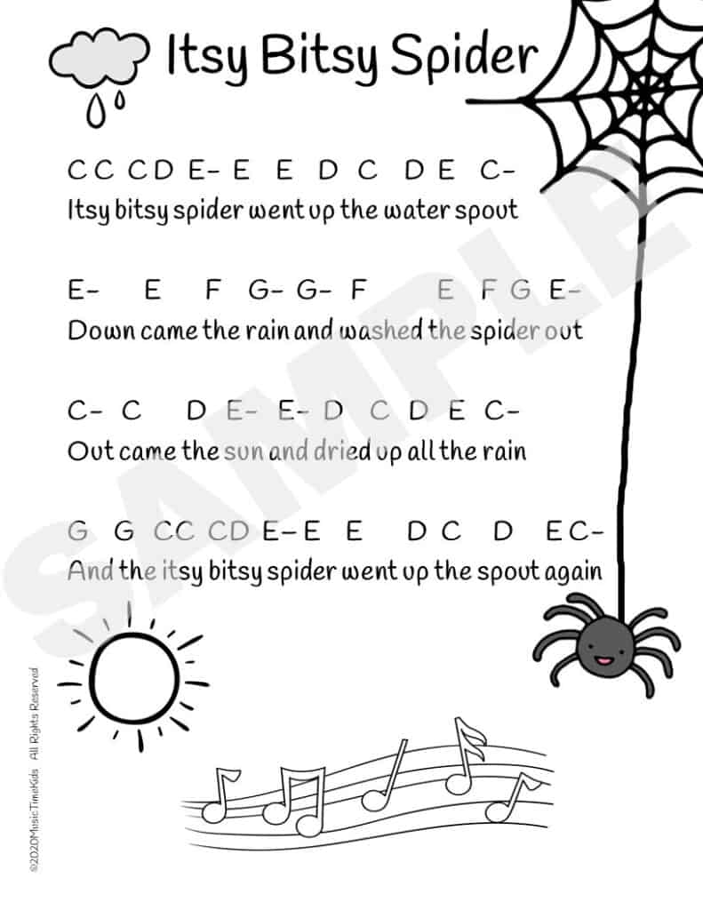Itsy Bitsy Spider Piano Activities Games Music Time Kid