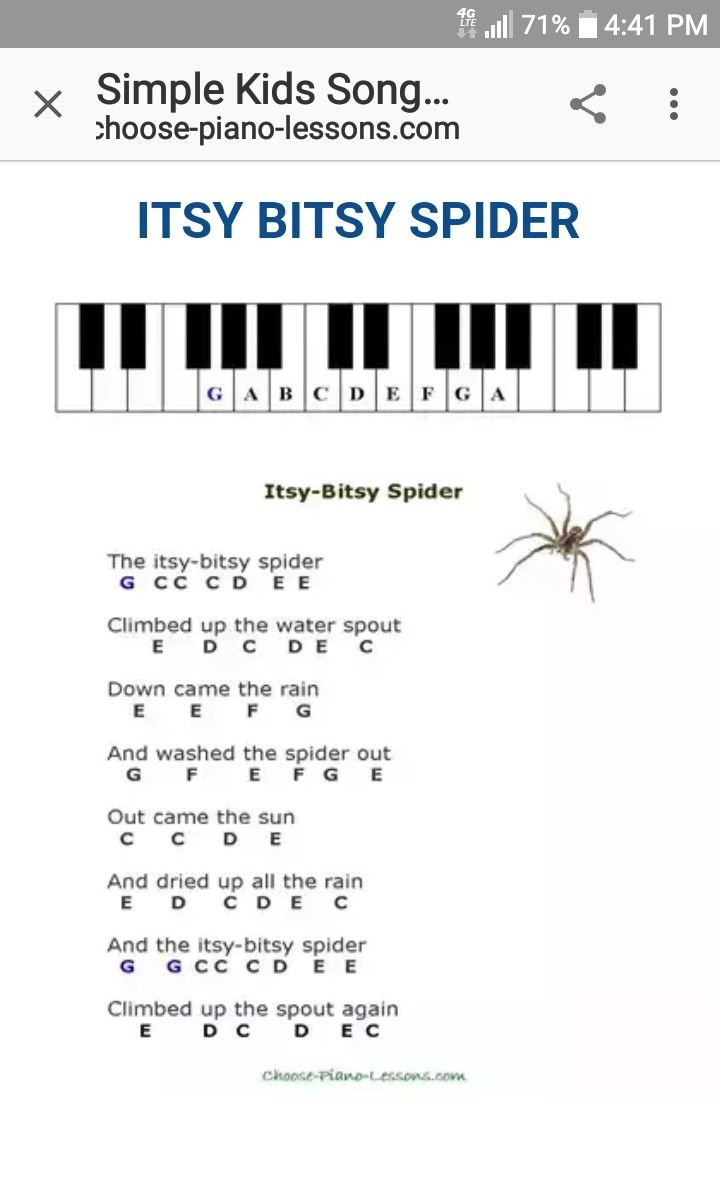 Itsy Bitsy Spider Piano Sheet Music