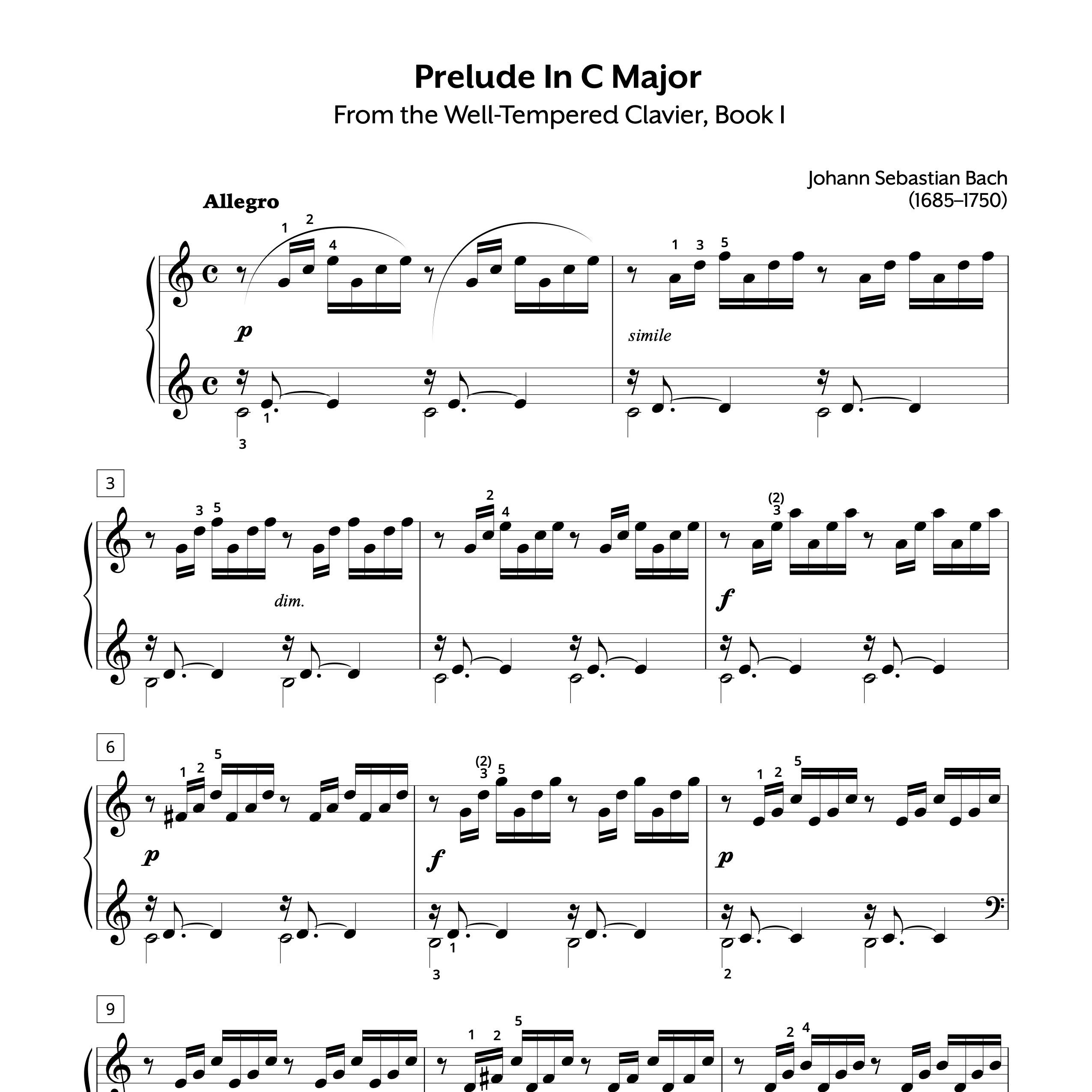 J S Bach Prelude No 1 In C Major Well Tempered Clavier Book 1 J S Bach Prelude No 1 In C Major Well Tempered Clavier Book 1