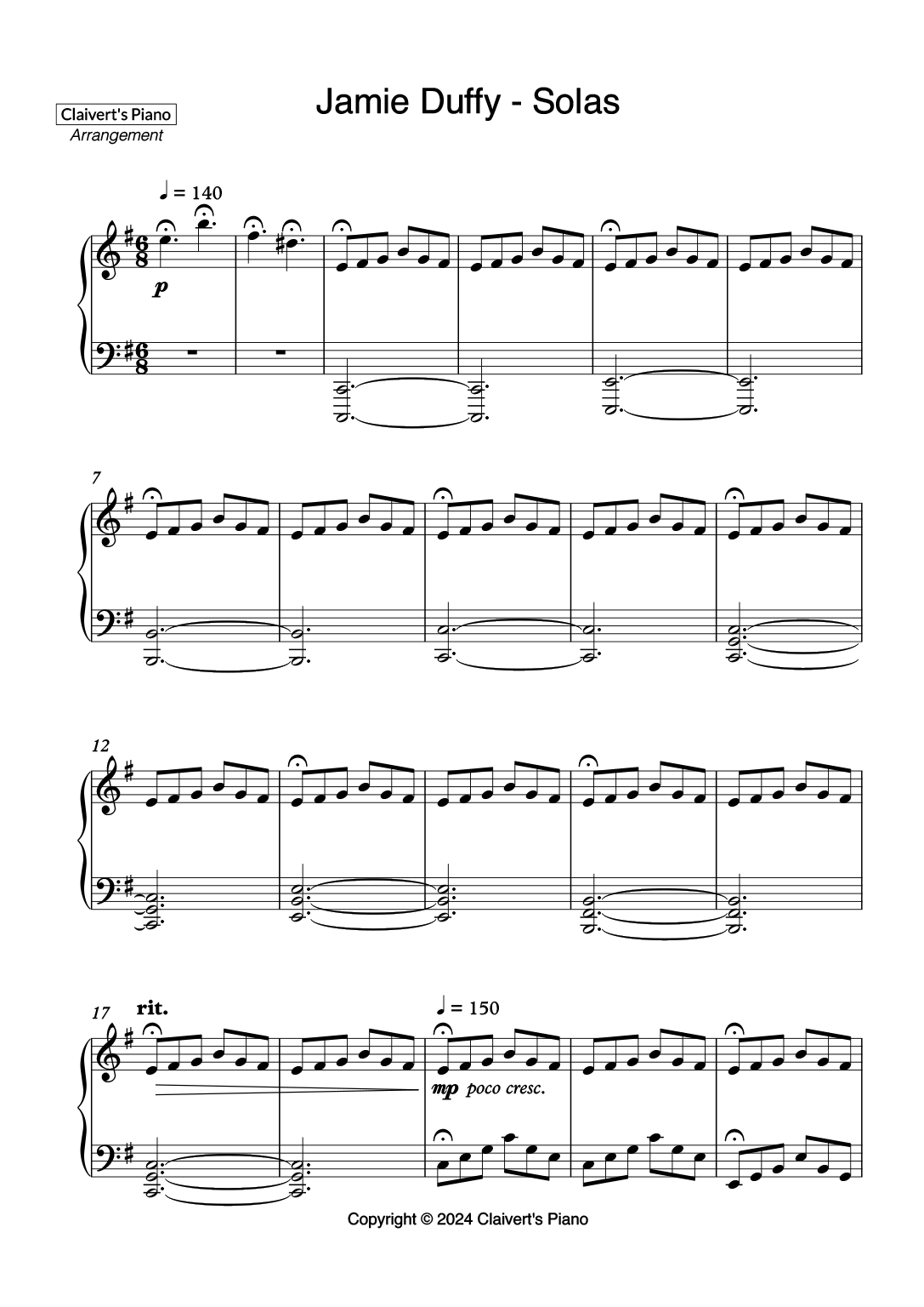 Jamie Duffy Solas Claivert s Piano X SlowEasyPiano