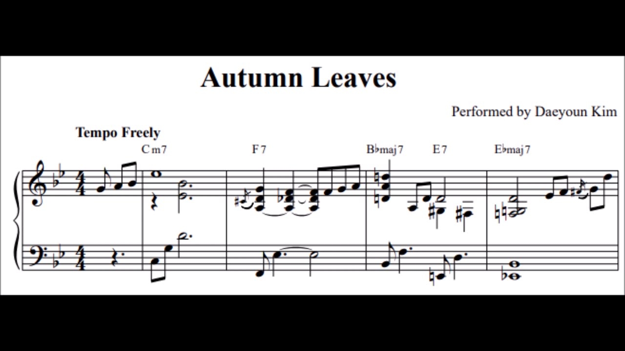 Jazz Standard Autumn Leaves For Solo Piano sheet Music YouTube
