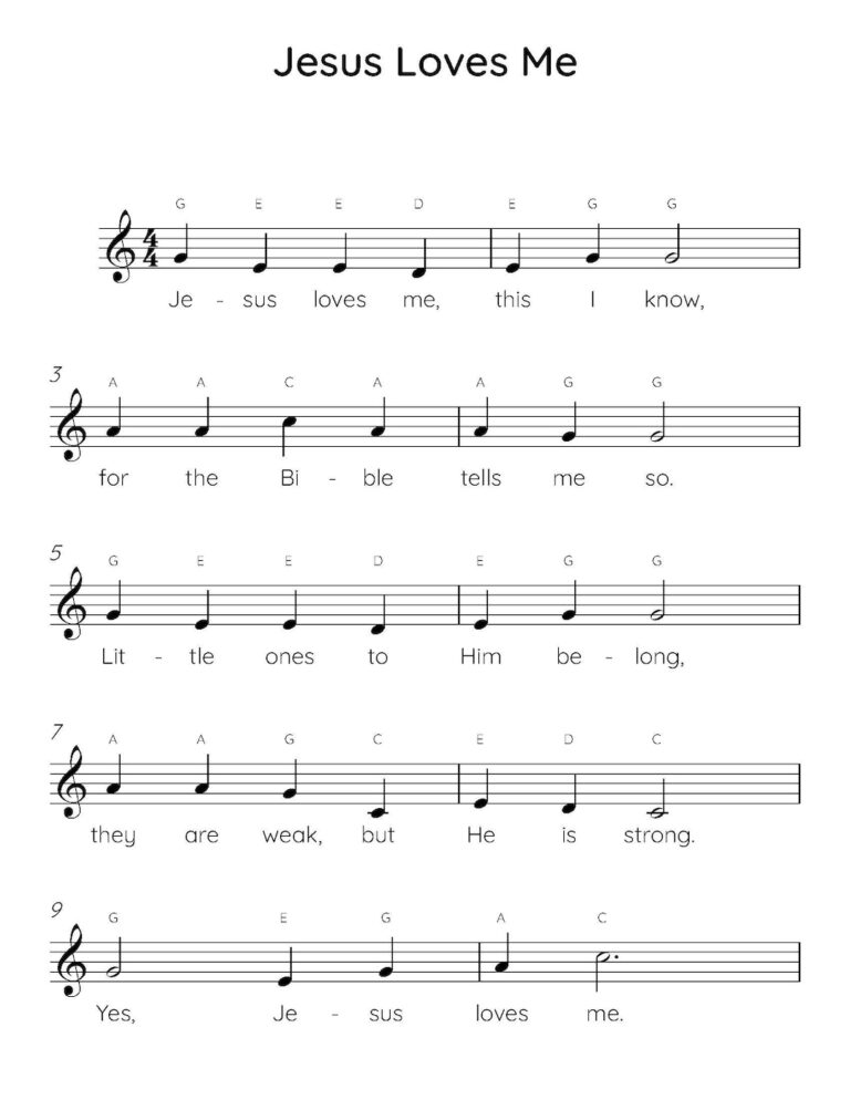 Jesus Loves Me Easy Piano Sheet Music Beginner Christian Songs PDF Etsy