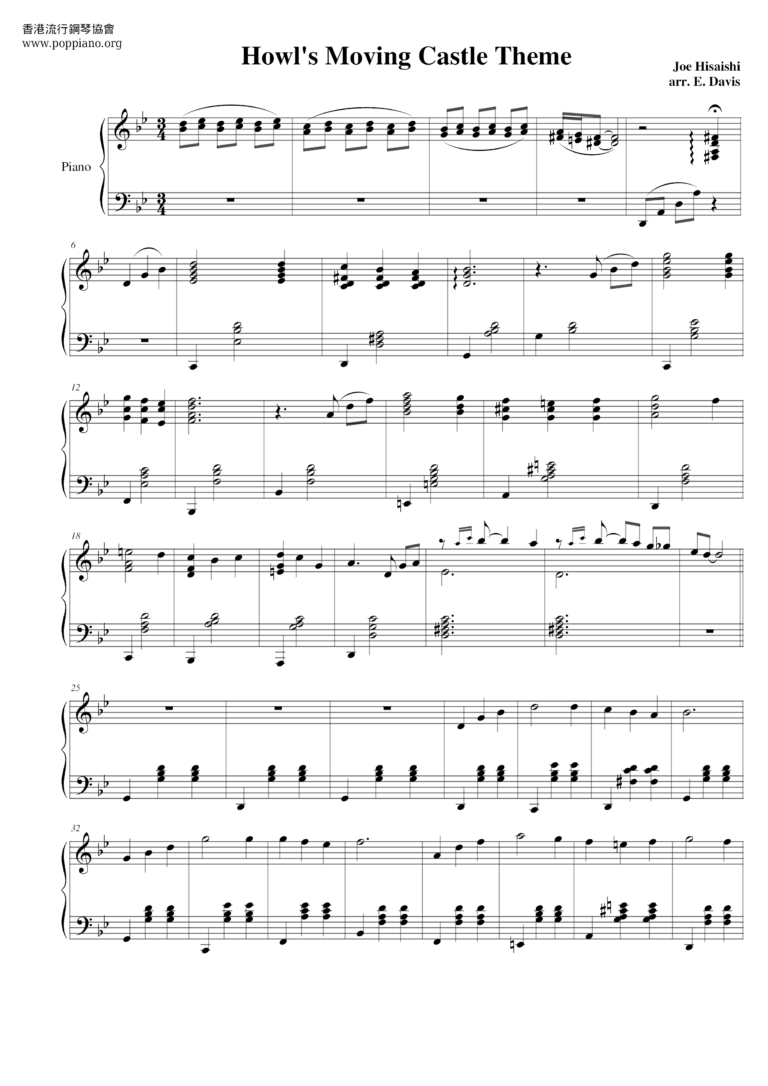  Joe Hisaishi Howl s Moving Castle Merry Go Round Of Life Sheet Music Pdf Free Score Download 