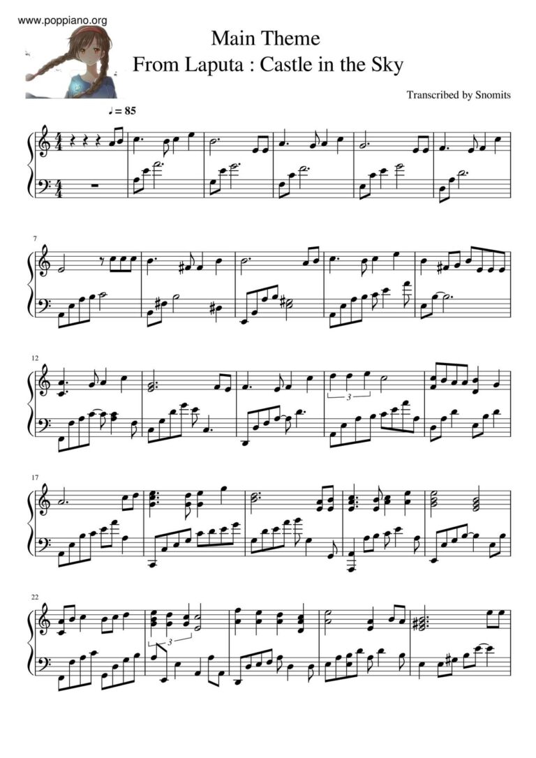  Joe Hisaishi Laputa Castle In The Sky Carrying You Sheet Music Pdf Free Score Download 