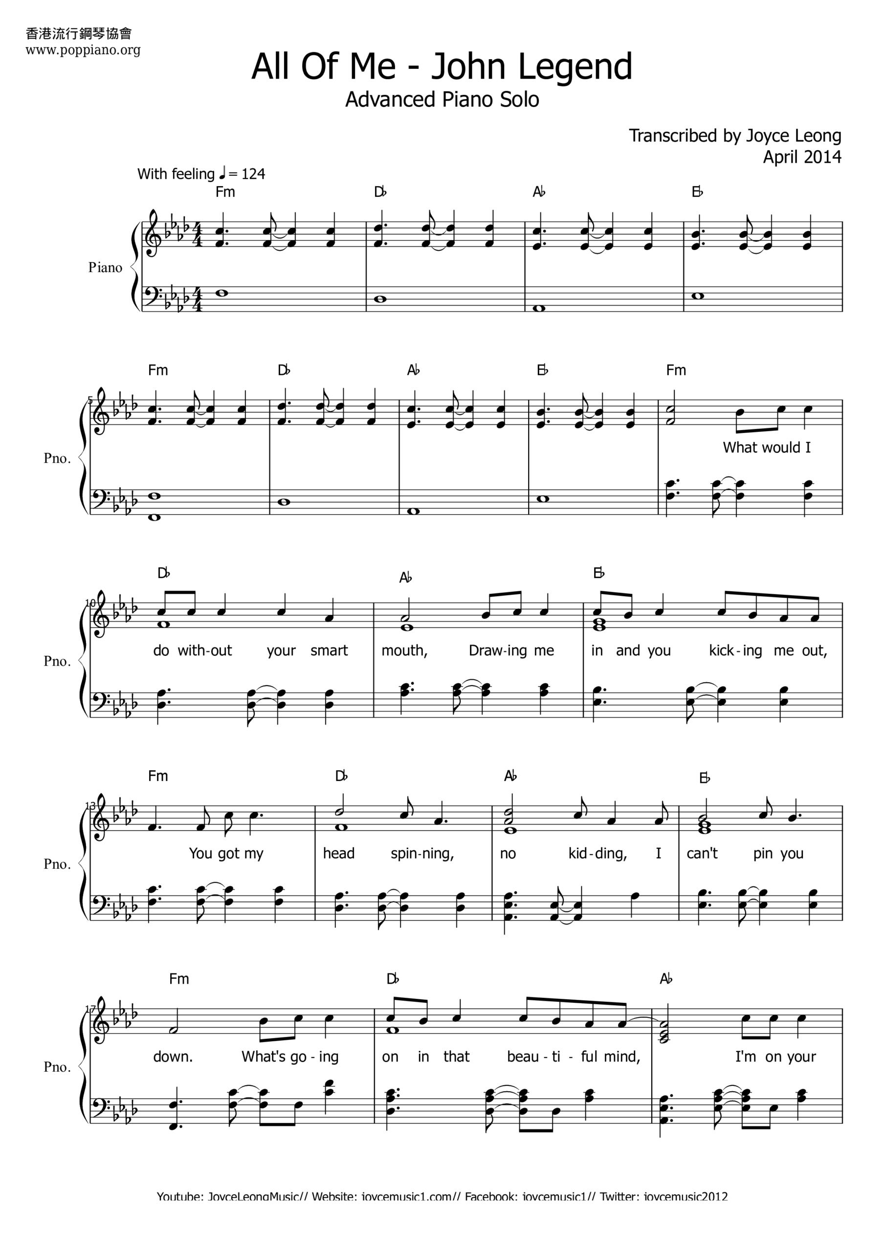  John Legend All Of Me Sheet Music Pdf Free Score Download 