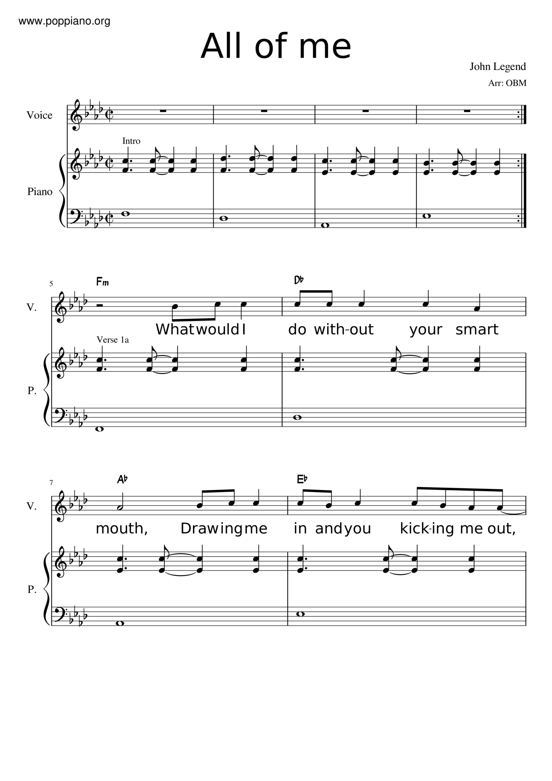  John Legend All Of Me Sheet Music Pdf Free Score Download 