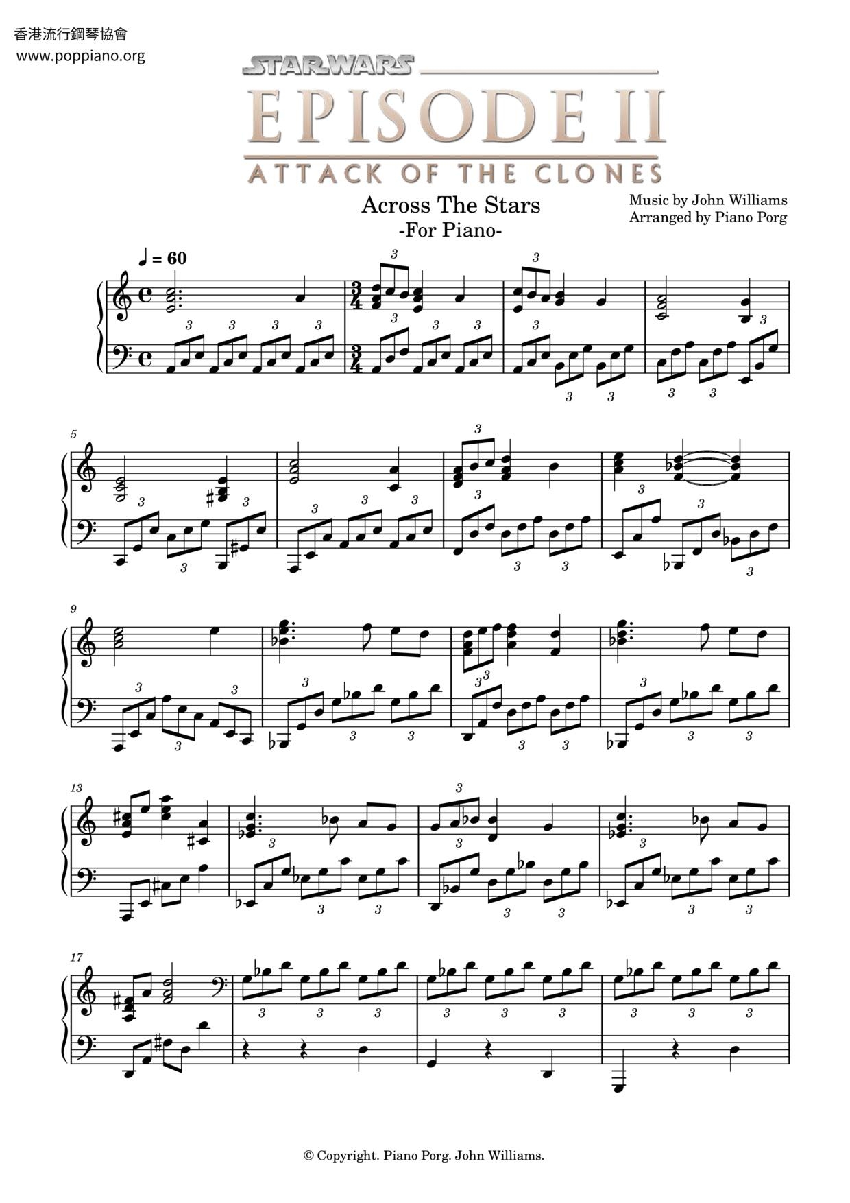 John Williams Across The Stars Love Theme From Star Wars Attack Of The Clones Sheet Music Pdf Free Score Download John Williams Across The Stars Love Theme From Star Wars Attack Of The Clones Sheet Music Pdf Free Score Download
