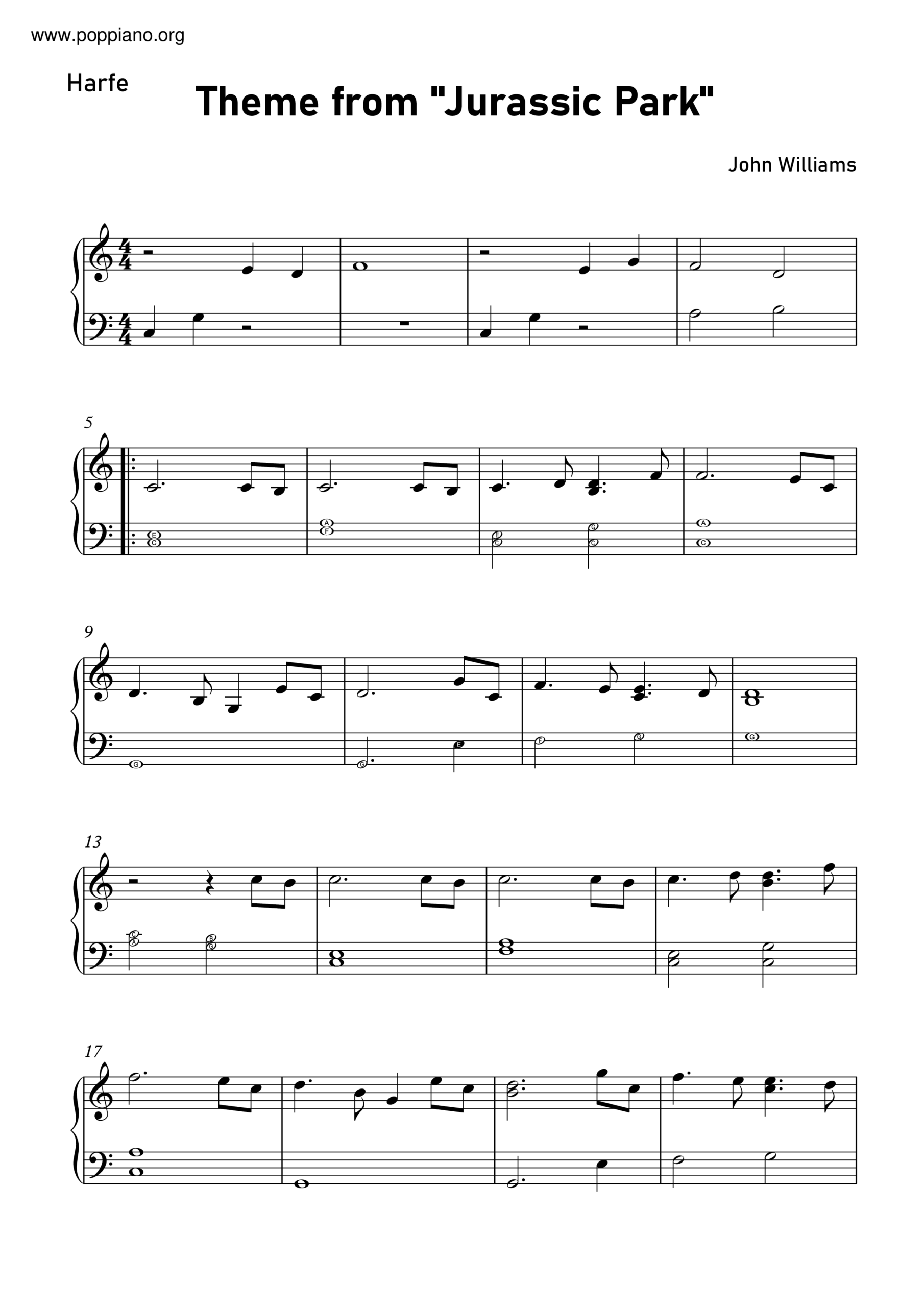  John Williams Jurassic Park Theme Sheet Music Pdf Free Score Download 