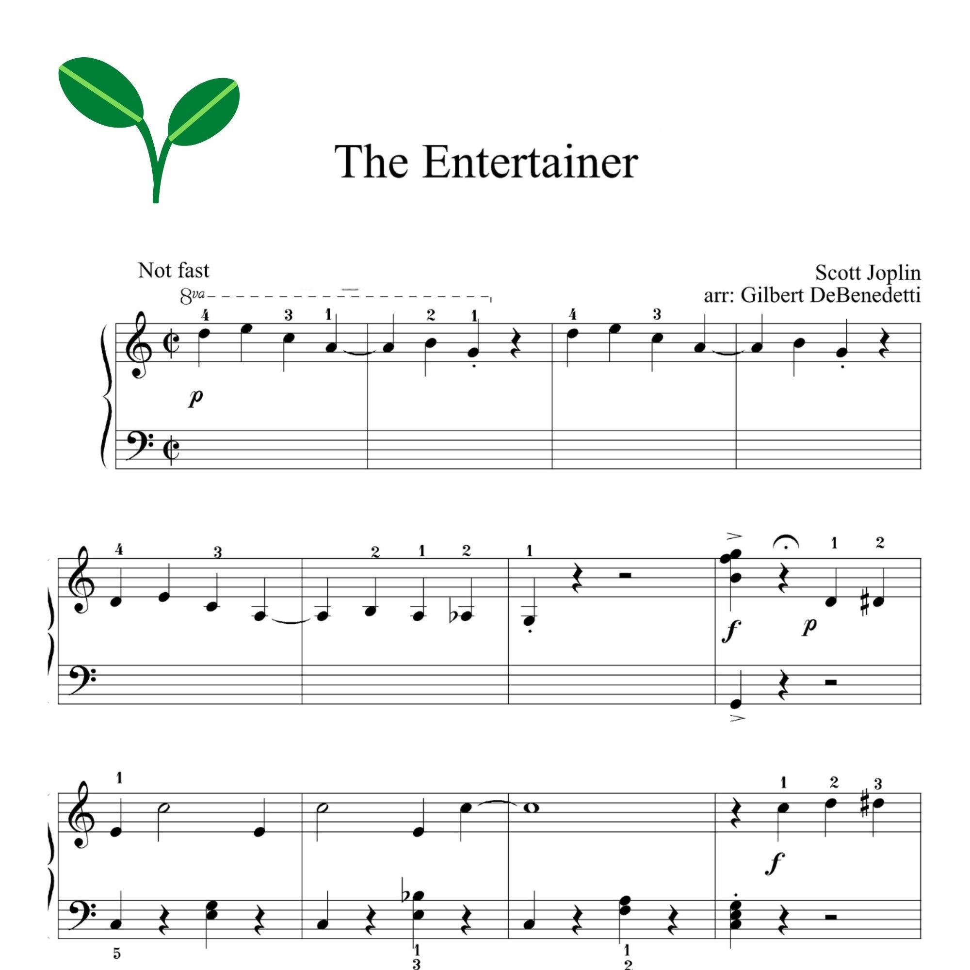 Joplin The Entertainer easy Piano Sheet Music PDF Etsy