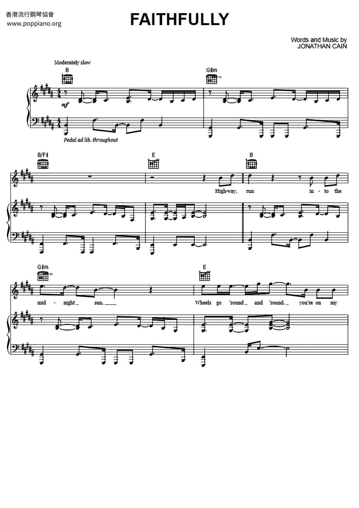 faithfully piano sheet music