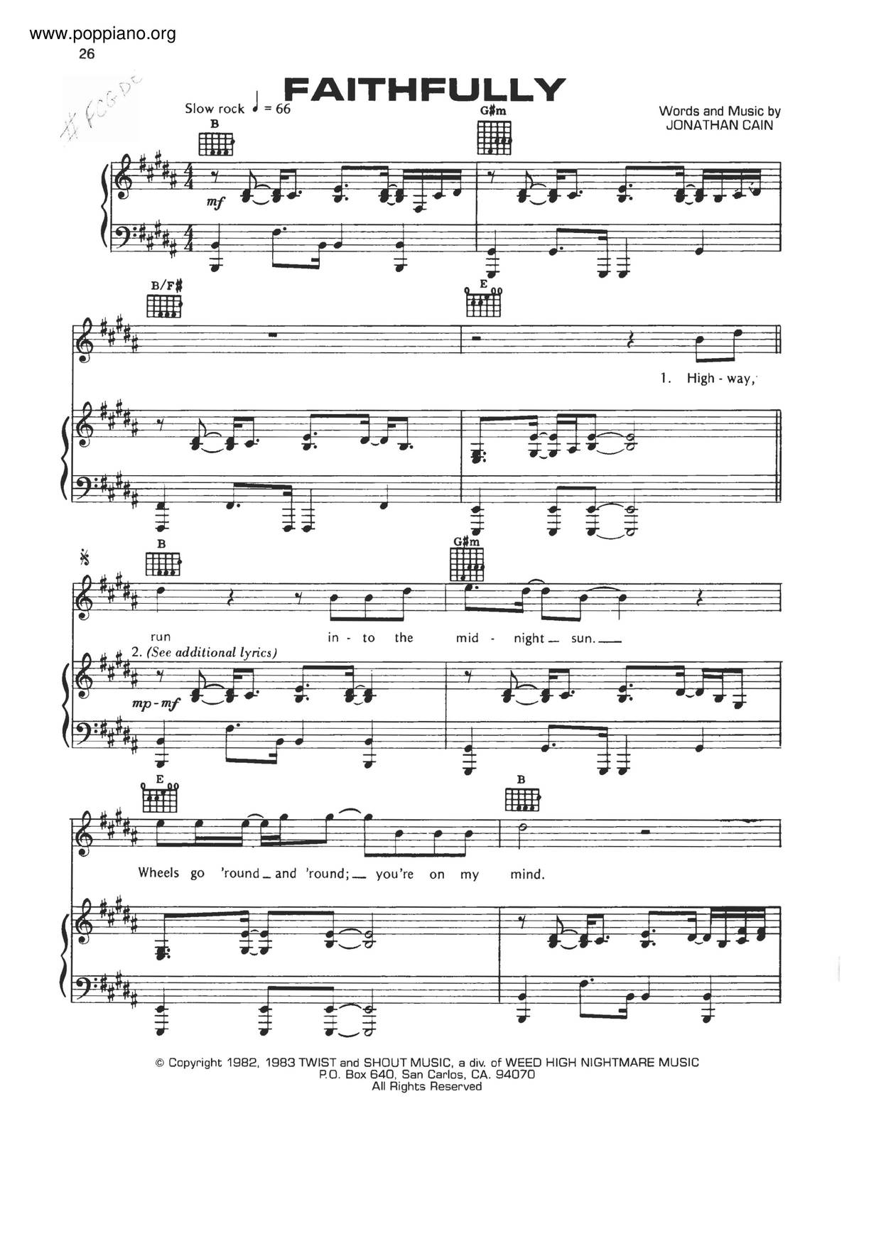  Journey Faithfully Sheet Music Pdf Free Score Download 