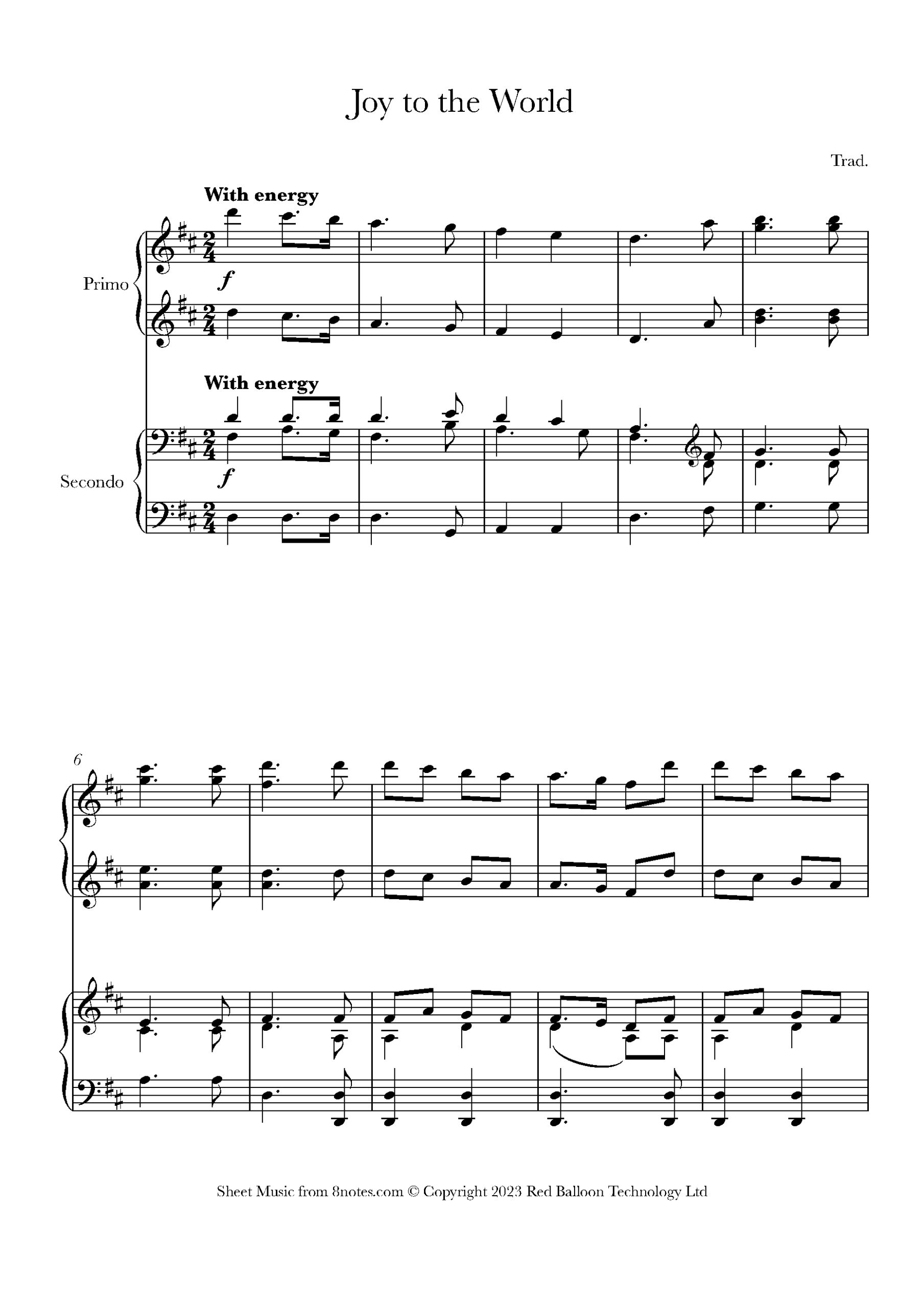 Joy To The World For Piano Duet Free Sheet Music For Piano Duet 8notes Joy To The World For Piano Duet Free Sheet Music For Piano Duet 8notes