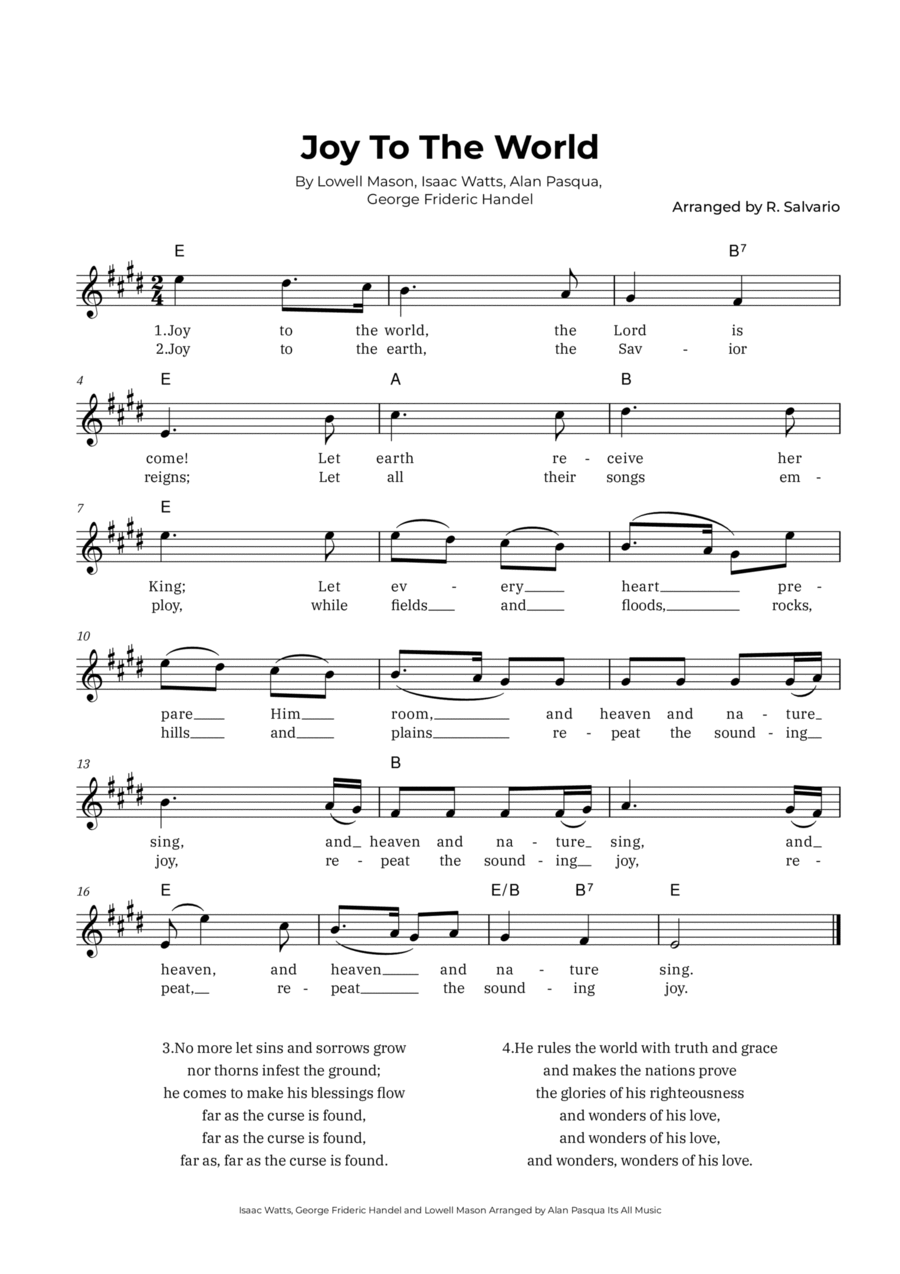Joy To The World Key Of E Major By Lowell Mason Piano C Instrument Digital Sheet Music Sheet Music Plus Joy To The World Key Of E Major By Lowell Mason Piano C Instrument Digital Sheet Music Sheet Music Plus