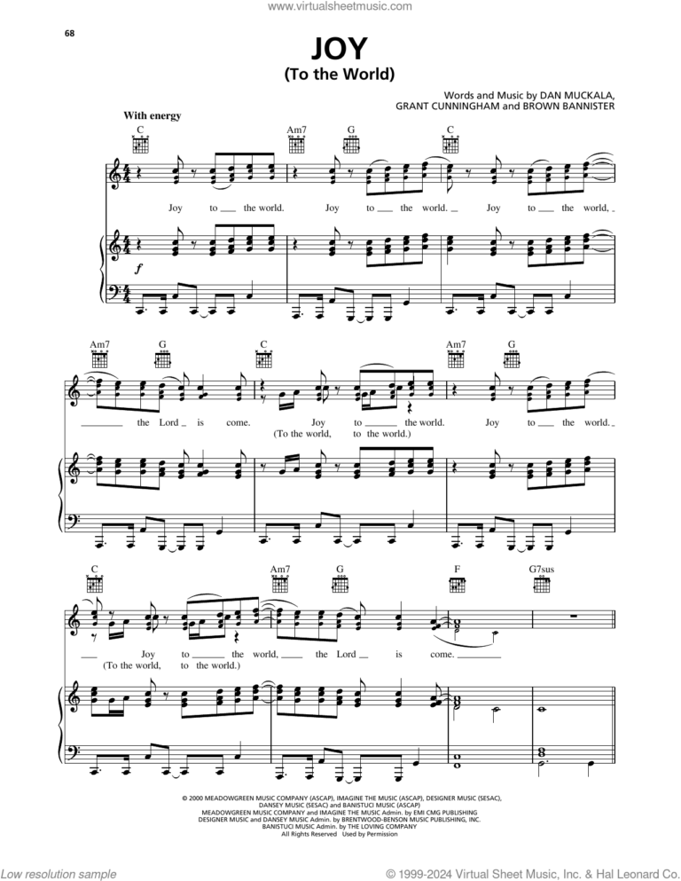 Joy To The World Sheet Music For Voice Piano Or Guitar PDF 