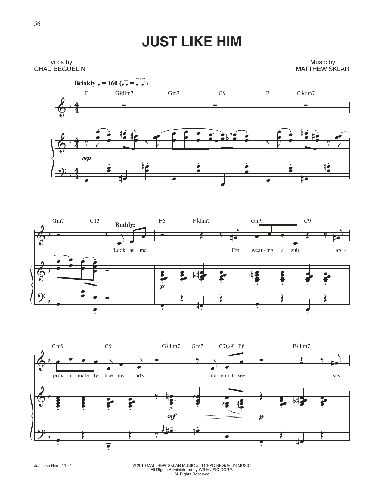 Just Like Him from Elf The Musical By Matthew Sklar Chad Beguelin Sheet Music For Piano Vocal At Sheet Music Direct