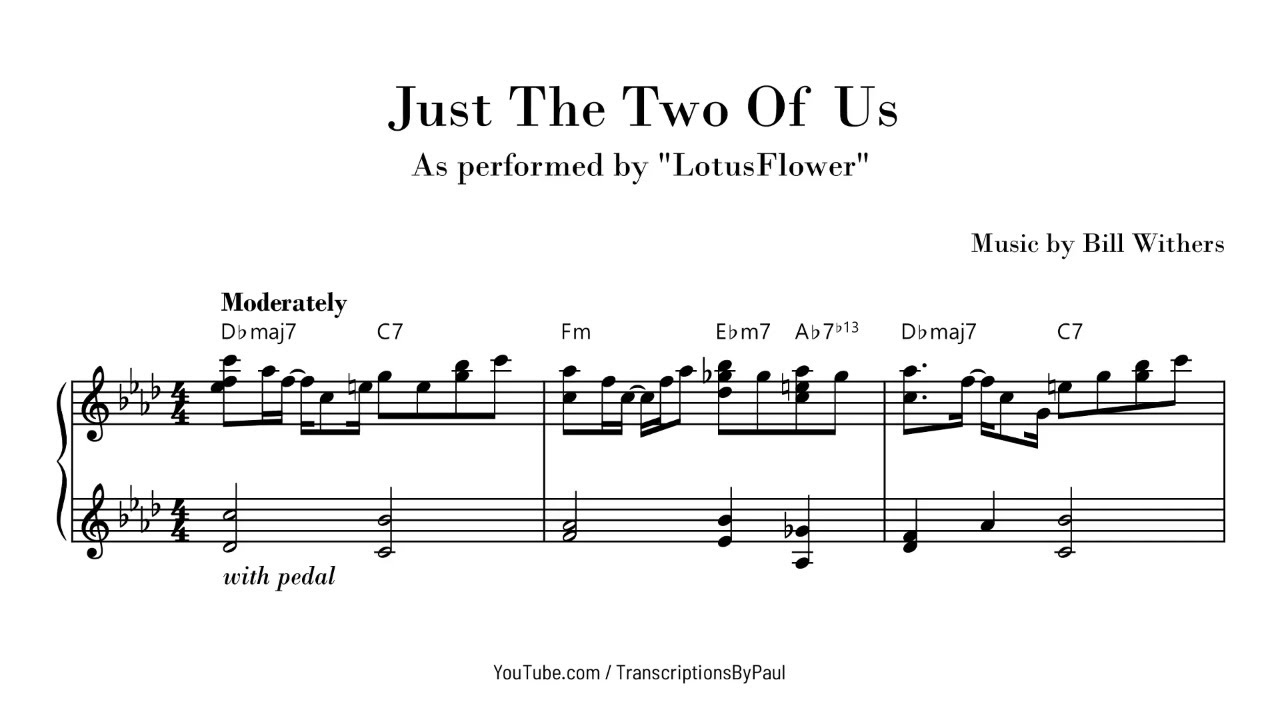 just the two of us piano sheet music