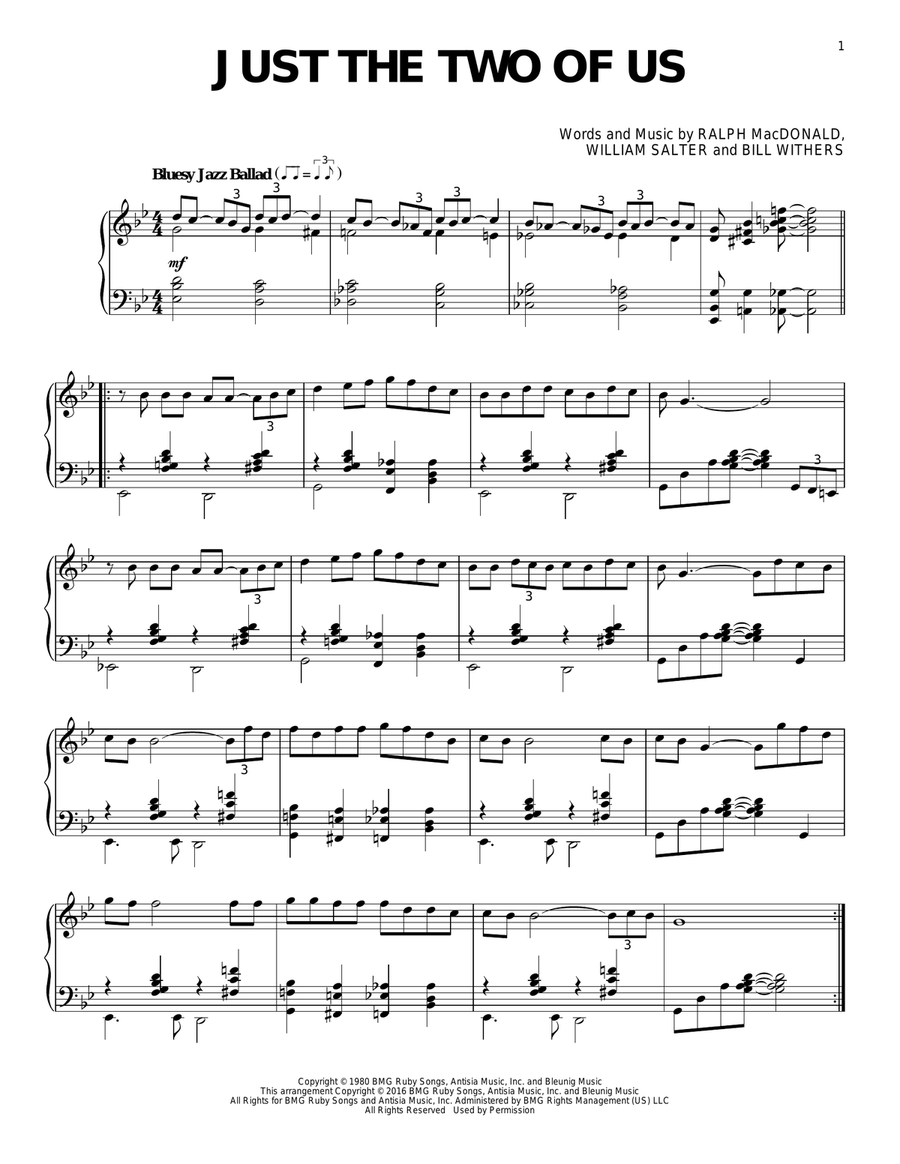Just The Two Of Us By Bill Withers Piano Solo Digital Sheet Music Sheet Music Plus