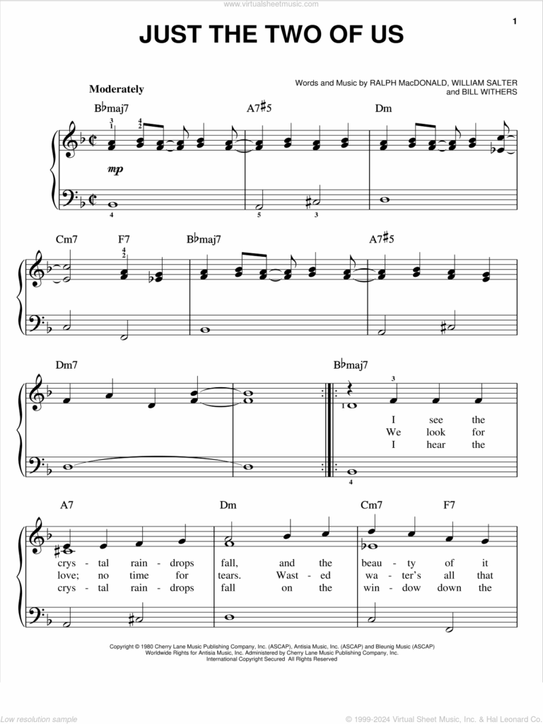 Just The Two Of Us easy Sheet Music For Piano Solo PDF 