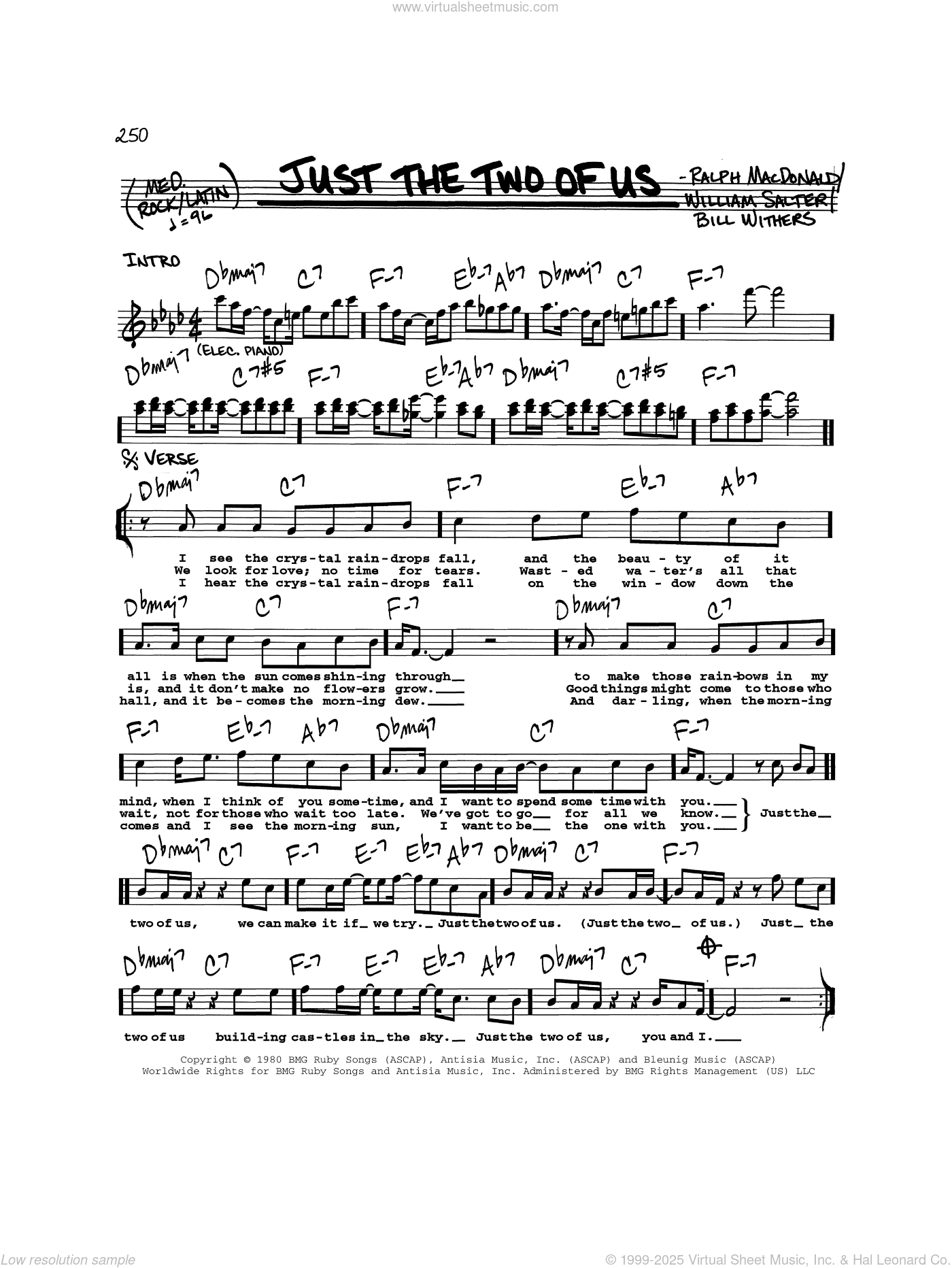 Just The Two Of Us Sheet Music real Book With Lyrics PDF 