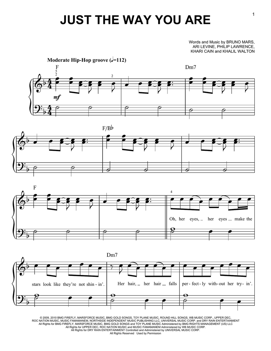 Just The Way You Are By Bruno Mars Easy Piano Digital Sheet Music Sheet Music Plus Just The Way You Are By Bruno Mars Easy Piano Digital Sheet Music Sheet Music Plus
