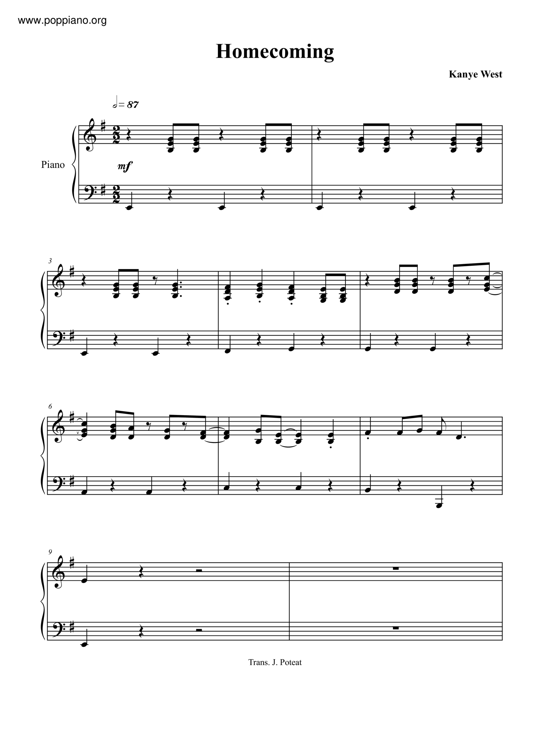 Kanye West Homecoming Sheet Music Pdf Free Score Download Kanye West Homecoming Sheet Music Pdf Free Score Download