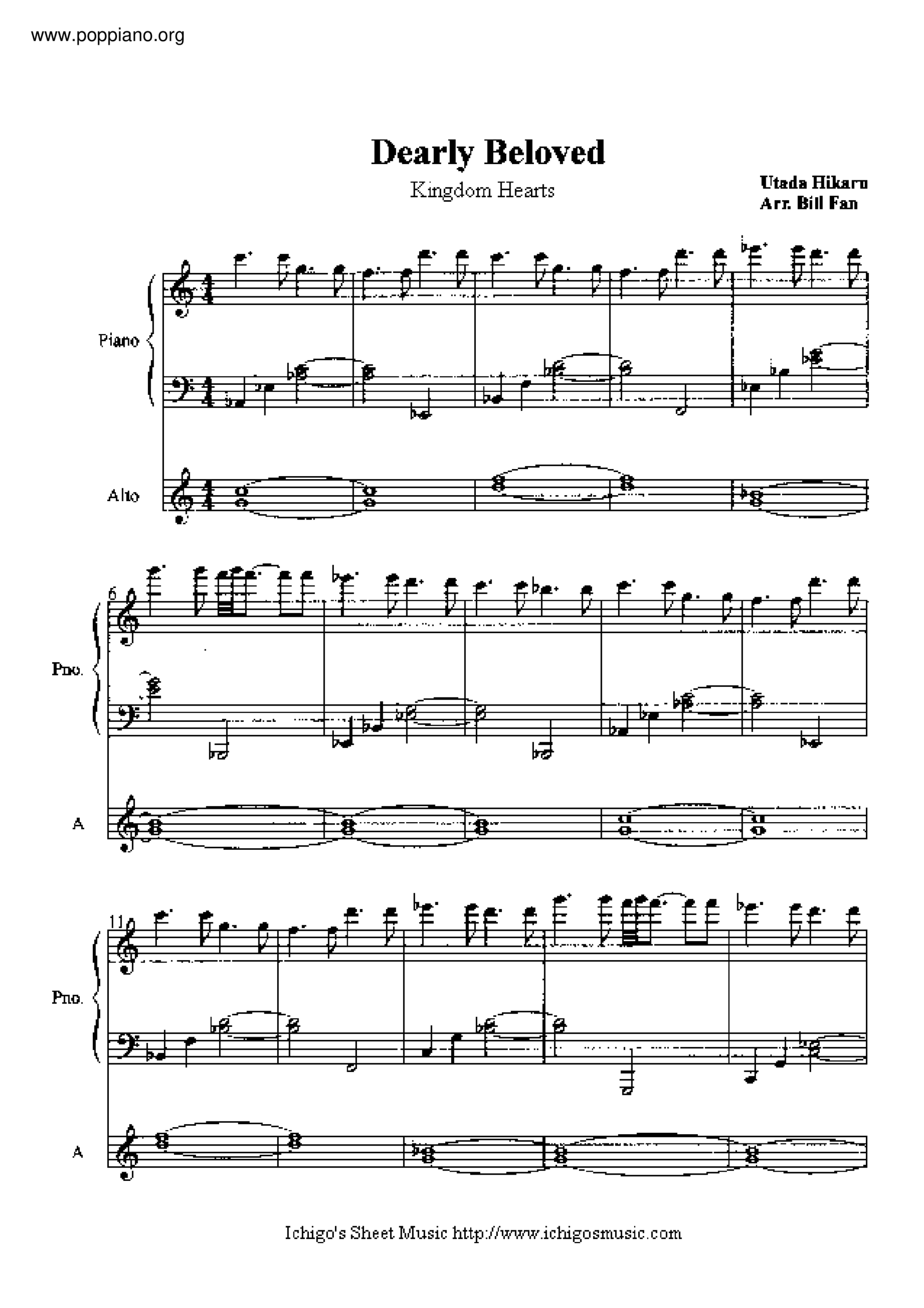 Kingdom Hearts Dearly Beloved Sheet Music Pdf Free Score Download 