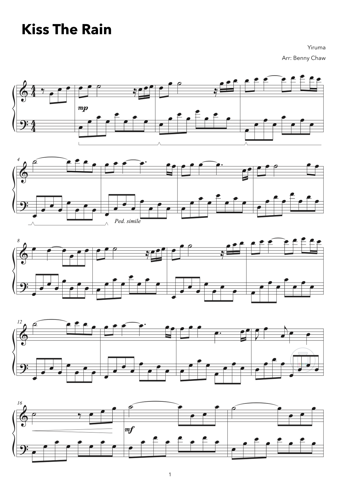 Kiss The Rain arr Benny Chaw By Yiruma Sheet Music For Piano Solo At Sheet Music Direct Kiss The Rain arr Benny Chaw By Yiruma Sheet Music For Piano Solo At Sheet Music Direct