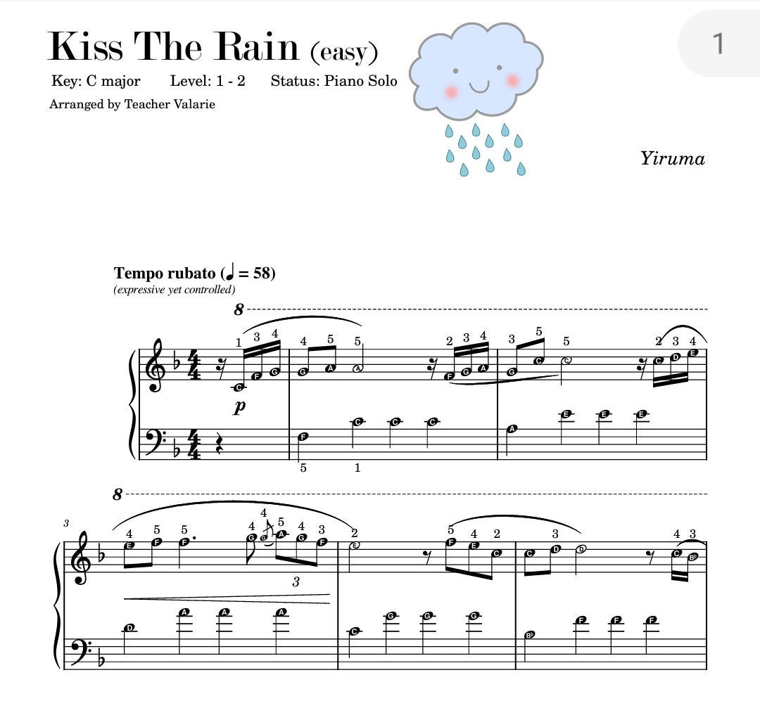 piano kiss the rain sheet music piano kiss the rain sheet music
