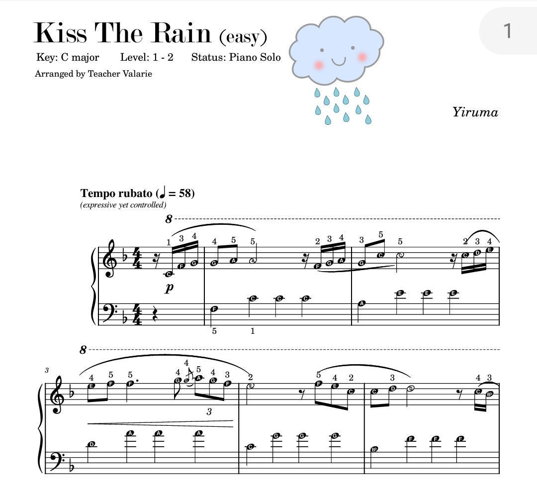 kiss the rain piano sheet music kiss the rain piano sheet music