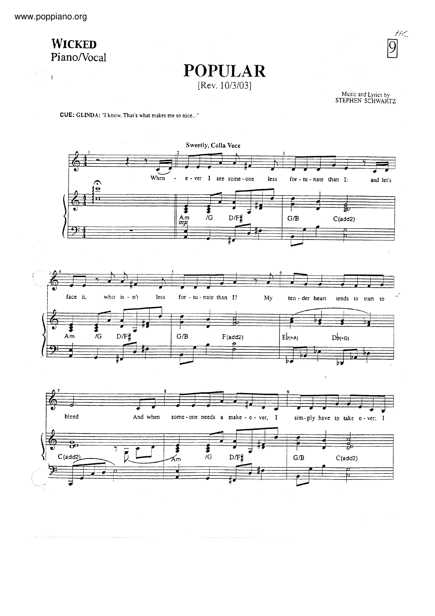  Kristin Chenoweth Popular From Wicked Sheet Music Pdf Free Score Download 