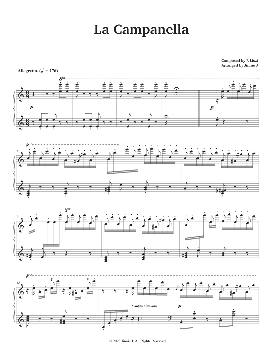La Campanella Advanced Intermediate Easy Key A Minor arr Jinnie J By F Liszt Sheet Music For Piano Solo At Sheet Music Direct La Campanella Advanced Intermediate Easy Key A Minor arr Jinnie J By F Liszt Sheet Music For Piano Solo At Sheet Music Direct