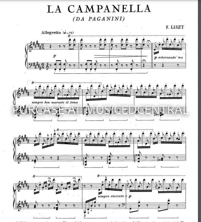 La Campanella Piano Sheet Music By Liszt printable PDF Etsy