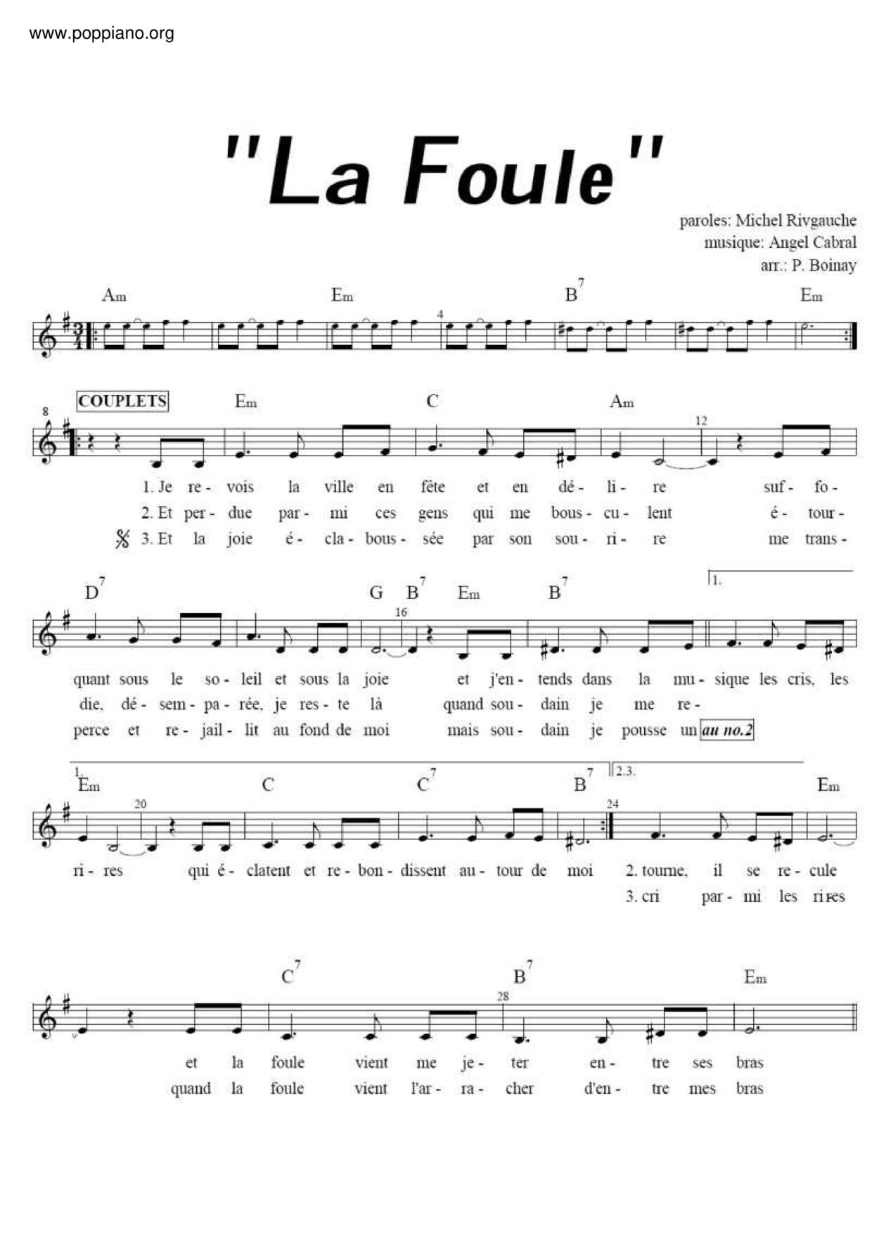 La Foule Sheet Music Piano Score Free PDF Download HK Pop Piano Academy La Foule Sheet Music Piano Score Free PDF Download HK Pop Piano Academy