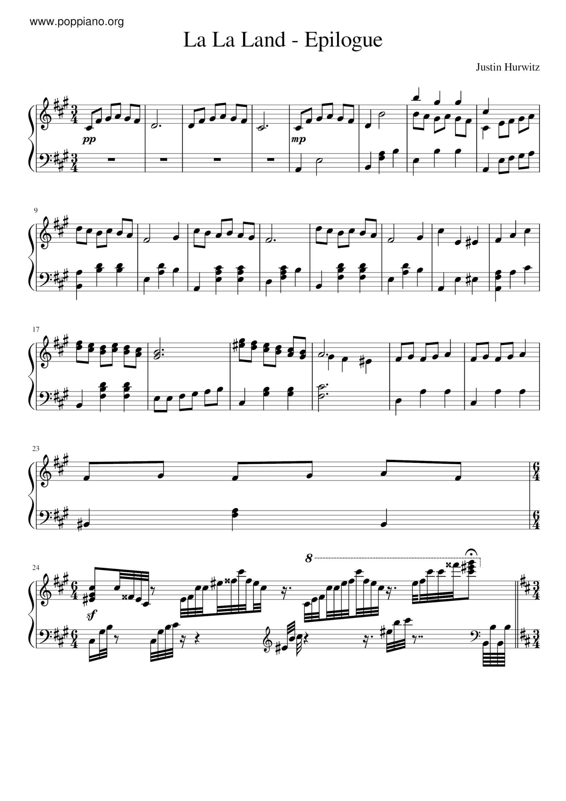  La La Land Epilogue Sheet Music Piano Score Free PDF Download HK Pop Piano Academy