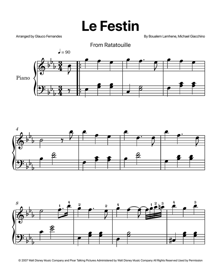 Le Festin By Michael Giacchino Easy Piano Digital Sheet Music Sheet Music Plus