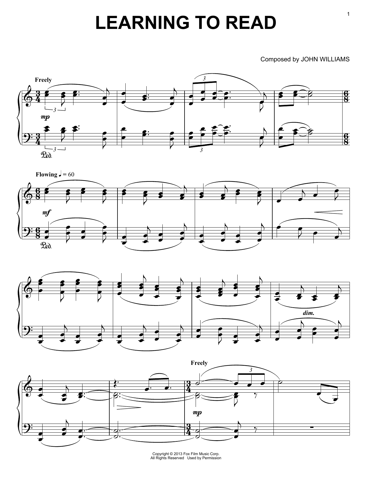 Learning To Read By John Williams Sheet Music For Piano Solo At Sheet Music Direct Learning To Read By John Williams Sheet Music For Piano Solo At Sheet Music Direct
