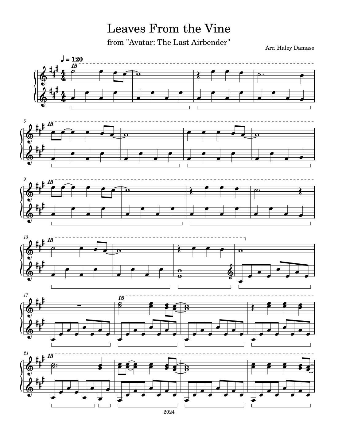 Leaves From The Vine arr Haley Damaso By Jeremy Zuckerman Sheet Music For Piano Solo At Sheet Music Direct