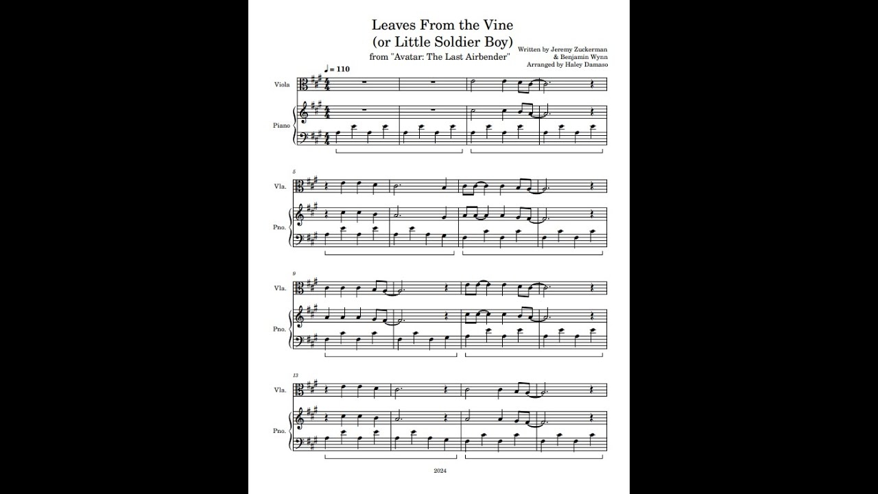 leaves from the vine piano sheet music