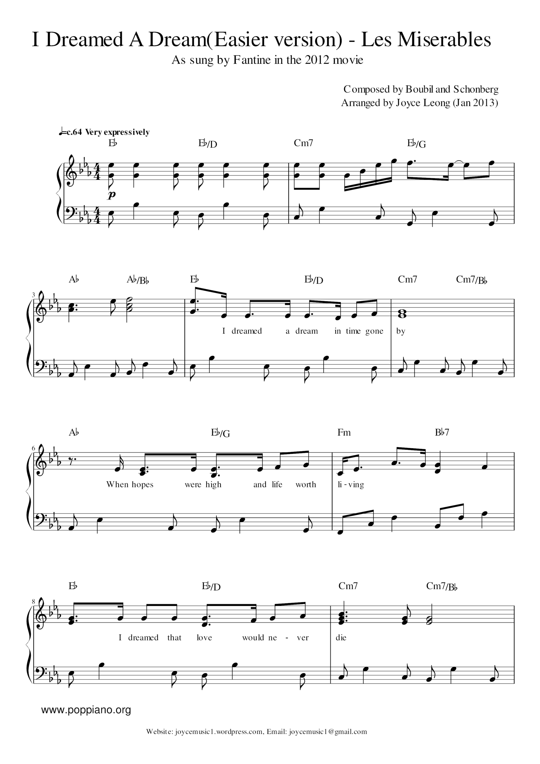  Les Miserables I Dreamed A Dream Sheet Music Pdf Free Score Download 