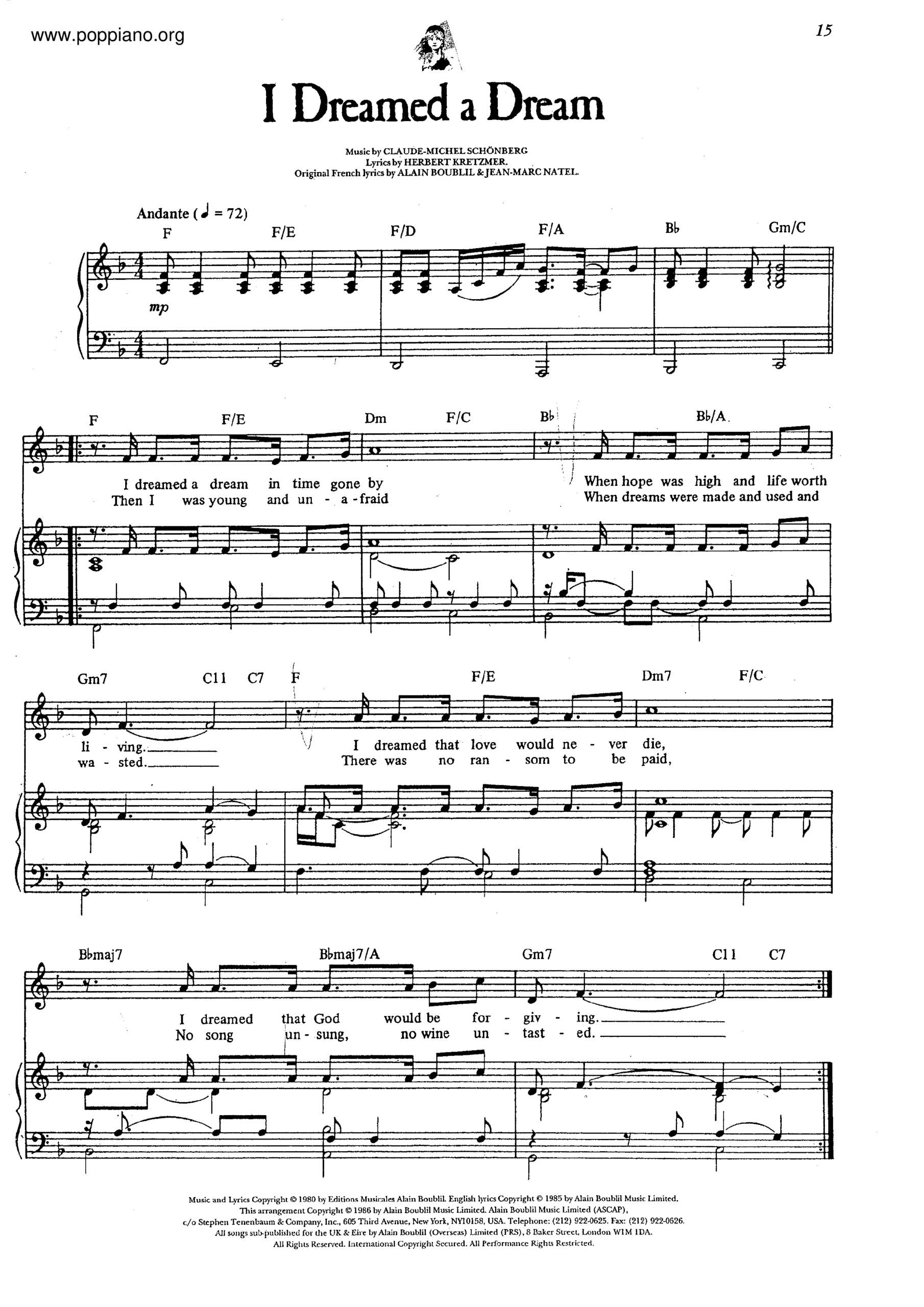  Les Miserables I Dreamed A Dream Sheet Music Pdf Free Score Download 