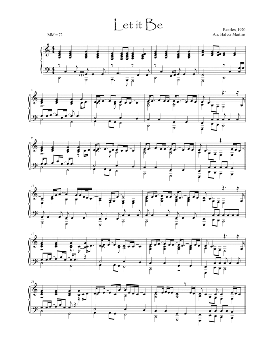 Let It Be arr Piano Palt By The Beatles Sheet Music For Piano Solo At Sheet Music Direct Let It Be arr Piano Palt By The Beatles Sheet Music For Piano Solo At Sheet Music Direct