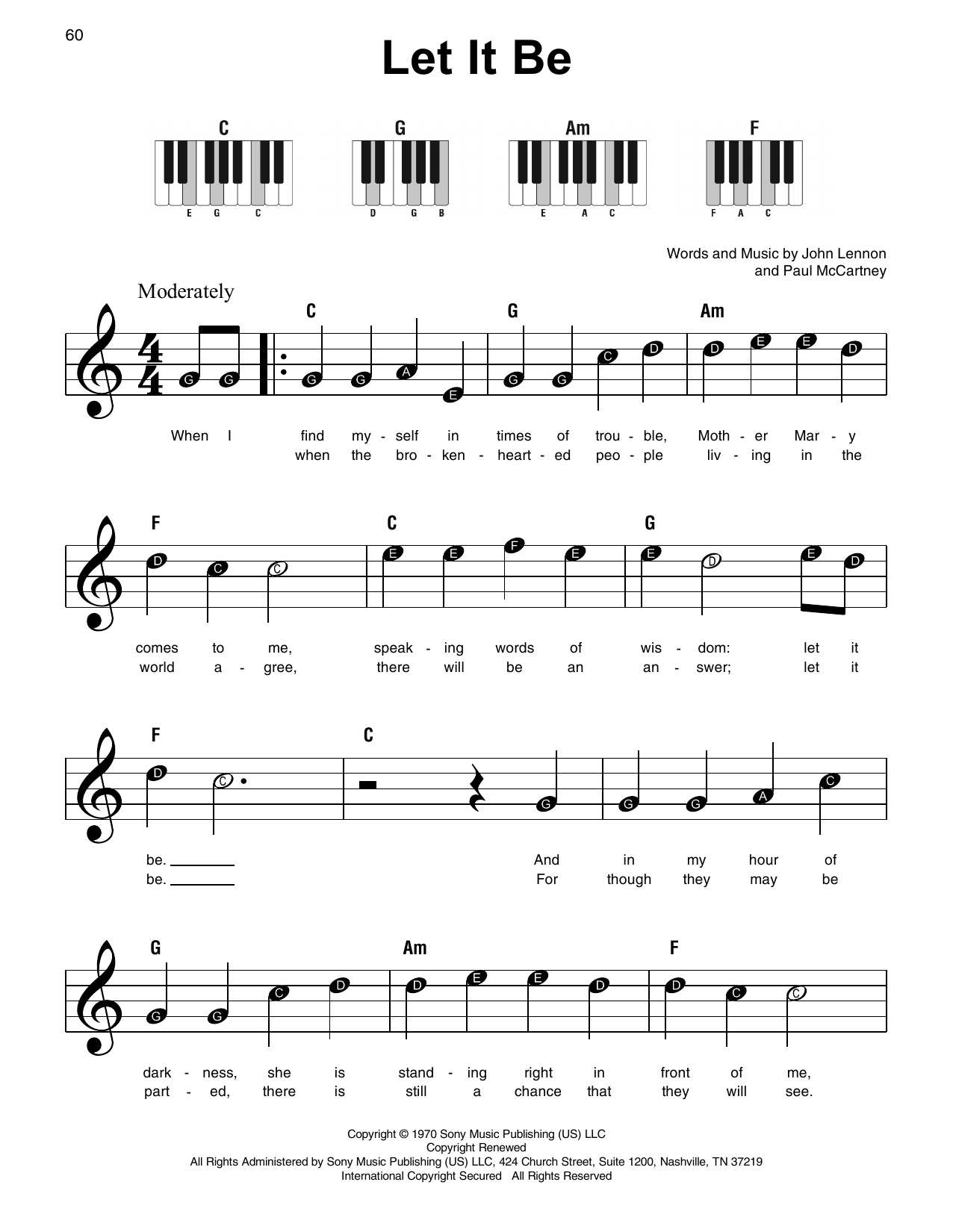 Let It Be By The Beatles Sheet Music For Super Easy Piano At Sheet Music Direct Let It Be By The Beatles Sheet Music For Super Easy Piano At Sheet Music Direct