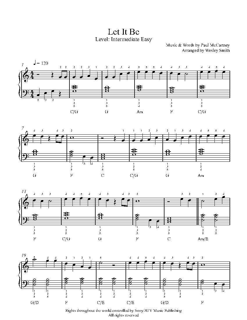 Let It Be By The Beatles Sheet Music Lesson Intermediate Level Let It Be By The Beatles Sheet Music Lesson Intermediate Level