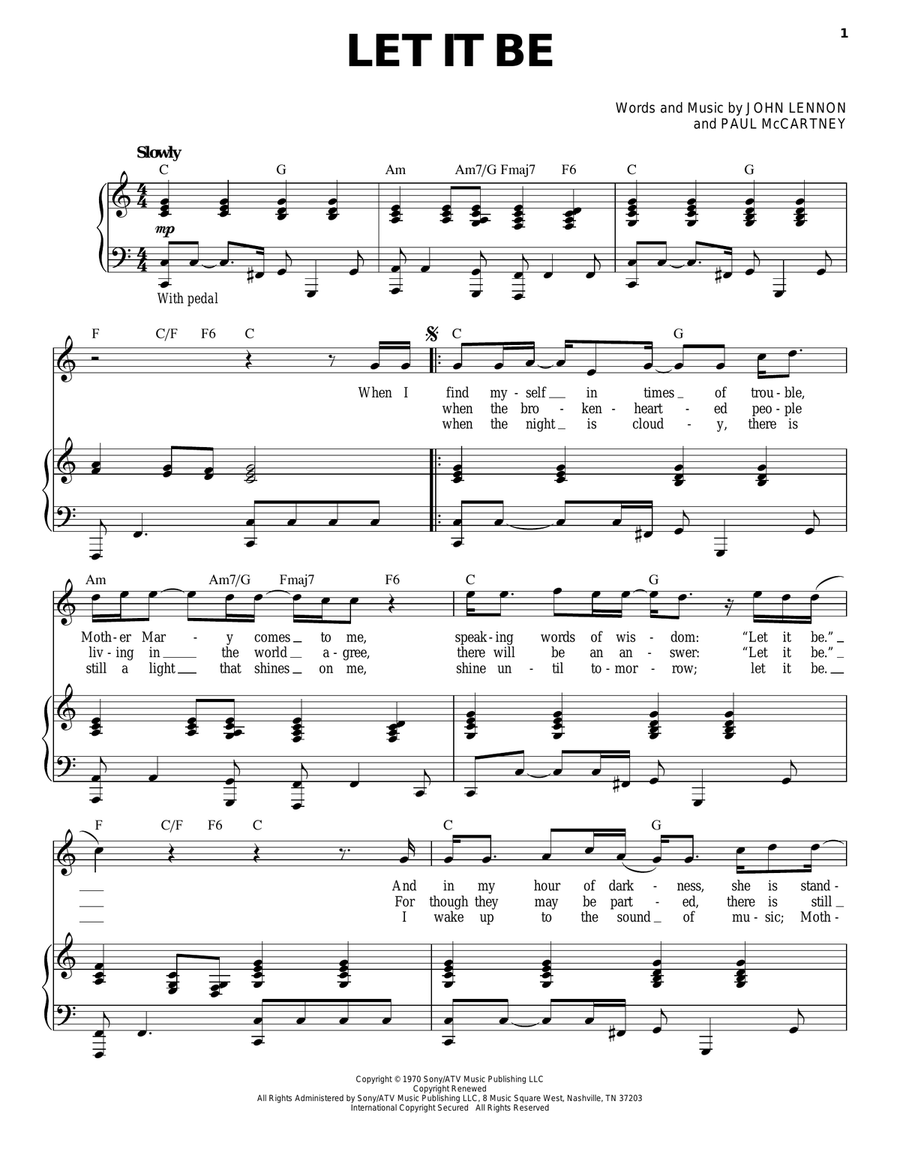 Let It Be By The Beatles Voice Piano Vocal Digital Sheet Music Sheet Music Plus Let It Be By The Beatles Voice Piano Vocal Digital Sheet Music Sheet Music Plus