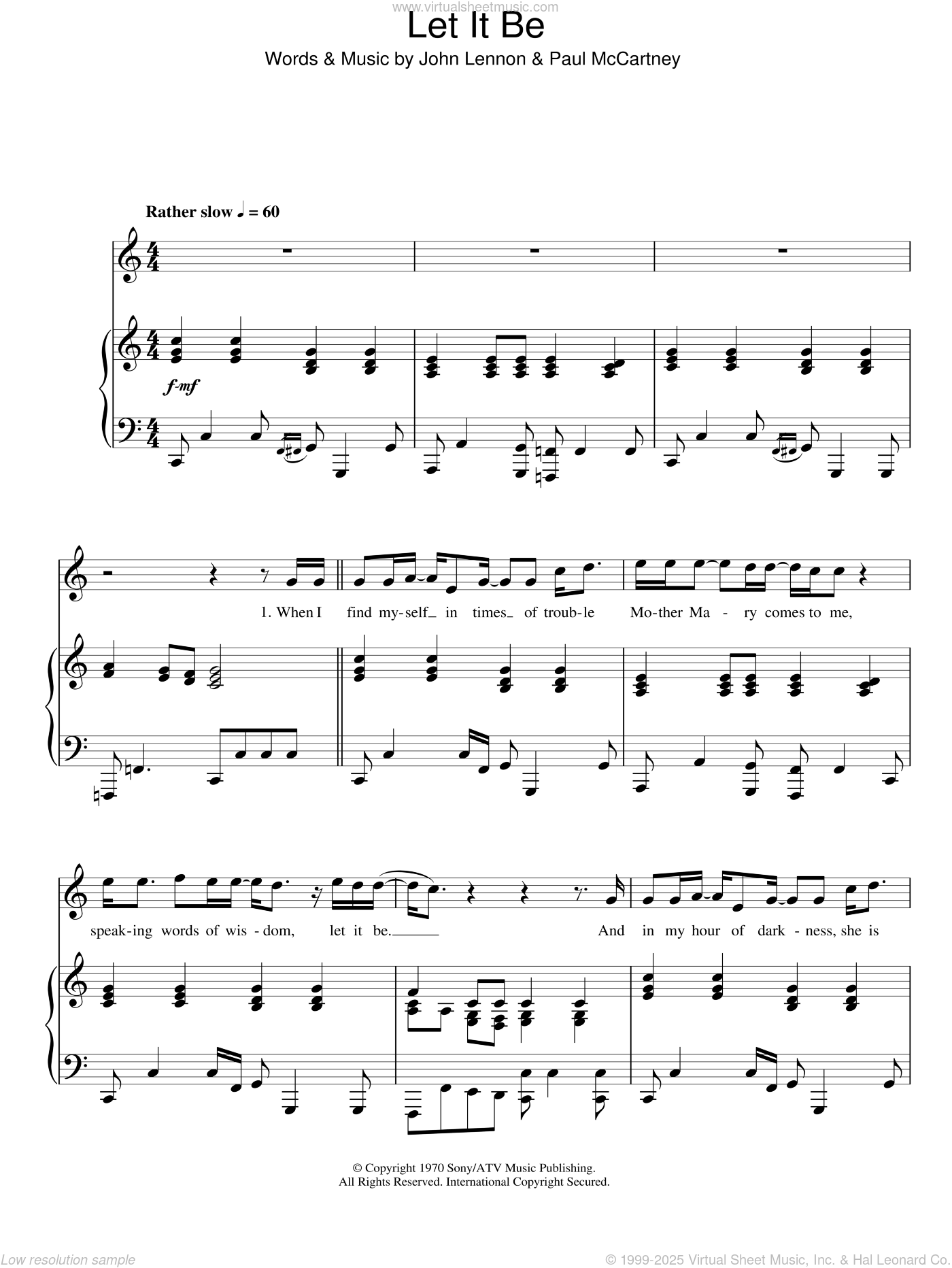 let it be piano sheet music