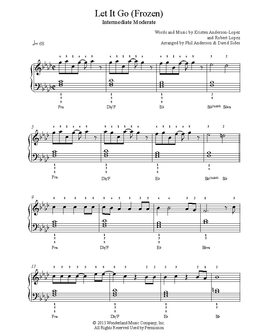 Let It Go By Frozen Sheet Music Lesson Intermediate Level Let It Go By Frozen Sheet Music Lesson Intermediate Level
