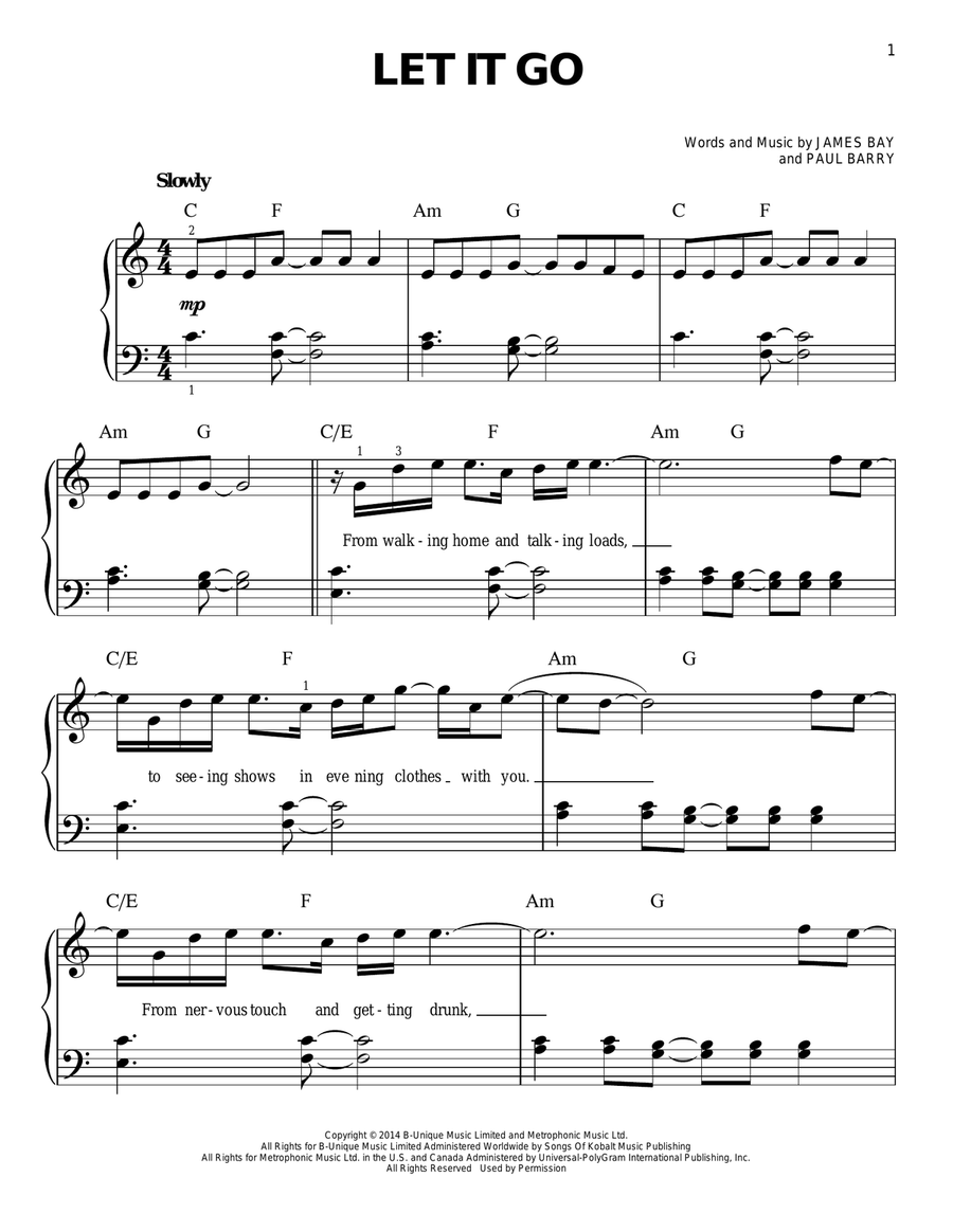 Let It Go By James Bay Easy Piano Digital Sheet Music Sheet Music Plus Let It Go By James Bay Easy Piano Digital Sheet Music Sheet Music Plus